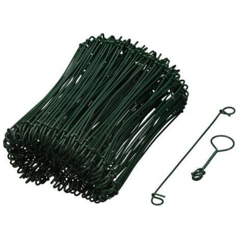 Lot de 200 Liens a boucle en acier galvanisé plastifié naturellement vert - (L16 cm x Ø1,4 mm) (1/5)