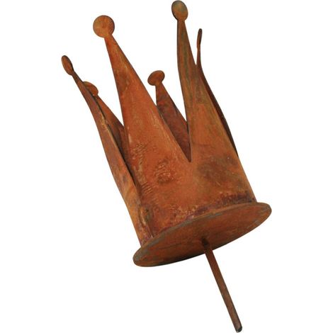 Bougeoir Chauffe-Plat Couronne en Métal Rouillé Décoration de Noël et Avent avec Piquet 15 cm - PANGIVO (1/4)