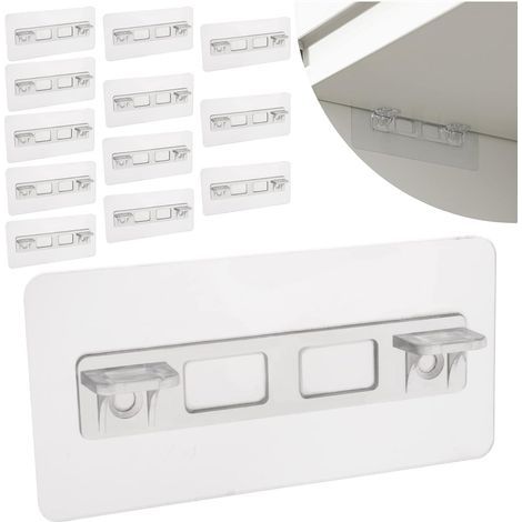 Packung mit 12 selbstklebenden, bohrfreien Regalbefestigungsnägeln für Küchenschränke, Bücherregale, Kleiderschränke und Regaleinteiler (2 Nägel) (1/5)