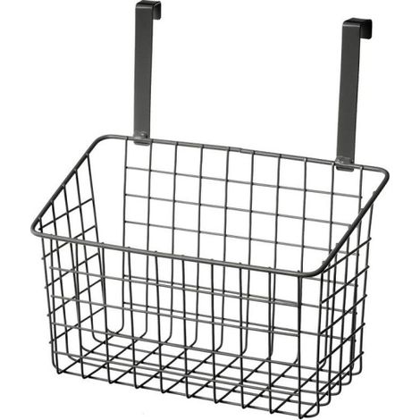 Organisateur cuisine métal noir panier de porte - 28x12x22.5cm (1/5)