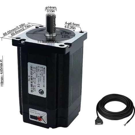 Motore passo-passo a circuito chiuso, compatibile con Nema34, elevata coppia di tenuta, 8,0 N.m senza freno, cavo encoder da 3 m (1/2)