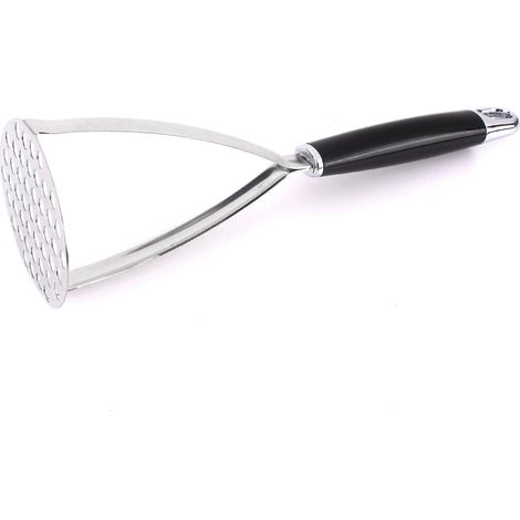 Presse-purée manuel robuste en acier inoxydable - Manche long - Noir et argent (1/5)