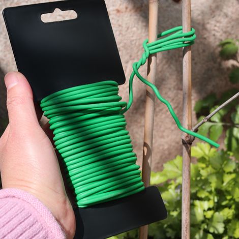 3,5 mm x 10 m flexibler Runddraht zum Binden und Befestigen von Pflanzen, Blumen und Gärten, grüner, TPR-kunststoffbeschichteter Gartendraht (1/2)