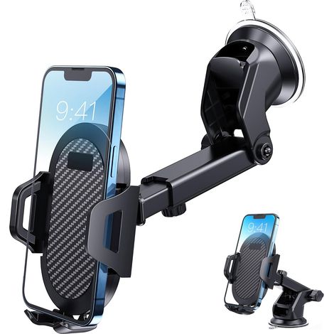 Support Voiture Universel [Ventouse Militaire] Rotation à 360° Réglable pour Tableau de Bord Voiture Pare-Brise Compatible avec iPhone 16 Pro Max et tous les Smartphones 4-7" (1/5)
