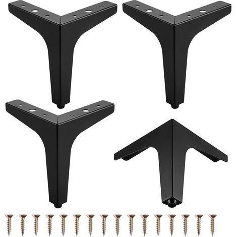BUNTHAUS 4er-Set dreieckige Metallbeine für Möbel, Tische, Sofas und Sessel, Aufbewahrungsmöbel, Sofas, Stühle, Couchtische, mit Schrauben (17 cm) (1/5)