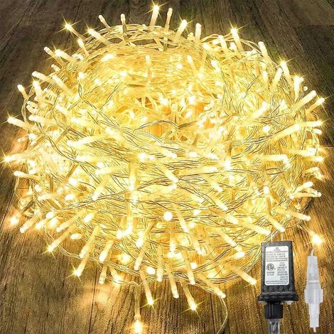 Éclairage extérieur à 8 modes, étanche, avec télécommande et minuterie, idéal pour les décorations de Noël, 1000 LED pour 100 mètres (lumière blanc chaud) (1/5)