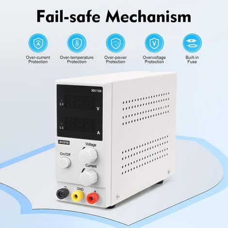 Bloc d'alimentation de laboratoire, bloc d'alimentation CC réglable avec LED, protection contre les surintensités, bloc d'alimentation de laboratoire 0-30 V/0-10 A, bloc d'alimentation de (1/5)
