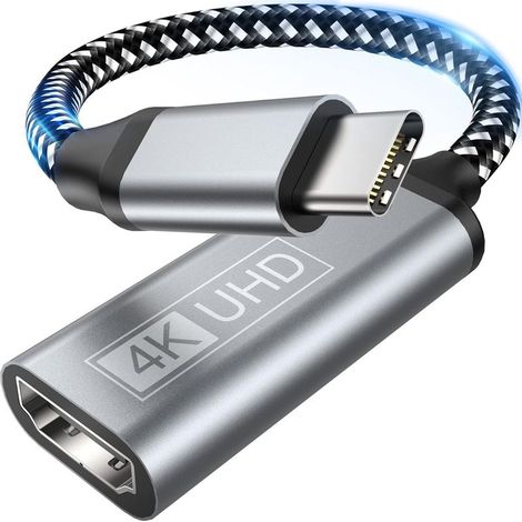 Adaptateur USB C vers HDMI - Adaptateur Type C vers HDMI 4K (Thunderbolt 3 Compatible), Sortie Audio Vidéo pour iPhone 16/15 Pro/Max, MacBook Pro/Air, Pixelbook, iPad Pro, Galaxy S10 S9+ (1/5)