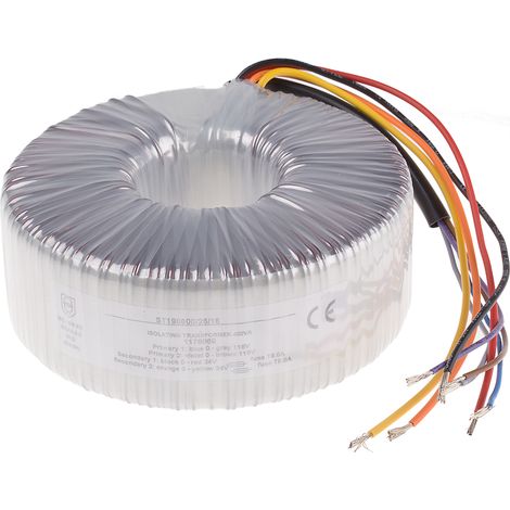 Transformateur torique RS PRO 2 sorties, 2 x 115V c.a. 2 x 24V c.a., 400VA ( Prix pour 1 ) (1/2)