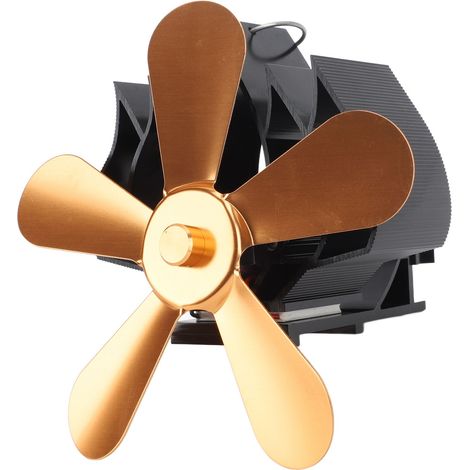 Ventilateur mural pour cheminée à 5 pales, avec fonction chauffage, pour poêles à bois, doré (1/5)