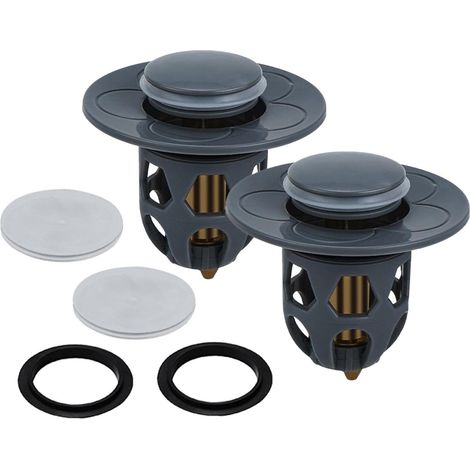 2 Pièces Bonde de Lavabo Universel Pop Up,Flitre de Vidange Anti-Bloqué,Bouchon Baignoire pour Lavabo Cuisine,Flitre Cheveux-noir (1/5)