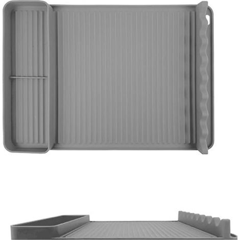 Tapis de protection multifonction en silicone pour barbecue avec zone d'assaisonnement, résistant à la chaleur et multifonction, outil de barbecue de camping (gris) (1/5)