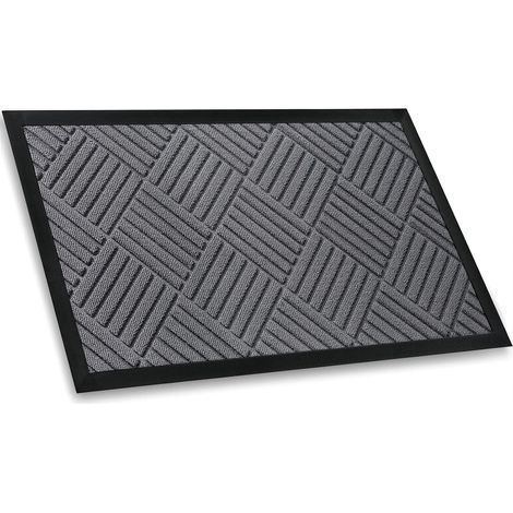 Zerbino antiscivolo 45 x 75 cm, grigio, per interni ed esterni con retro in gomma (1/5)