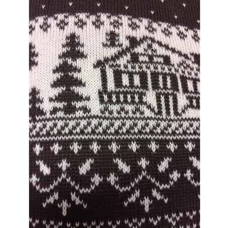 Coussin façon pull 40 x 40 cm réversible – Motif Chalet Chocolat & Écru - 40x40cm - Chocolat (1/2)
