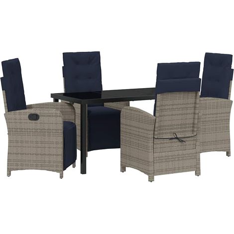 Garden Dining Set 5 pcs Grey Poly Rattan vidaXL (1/5)