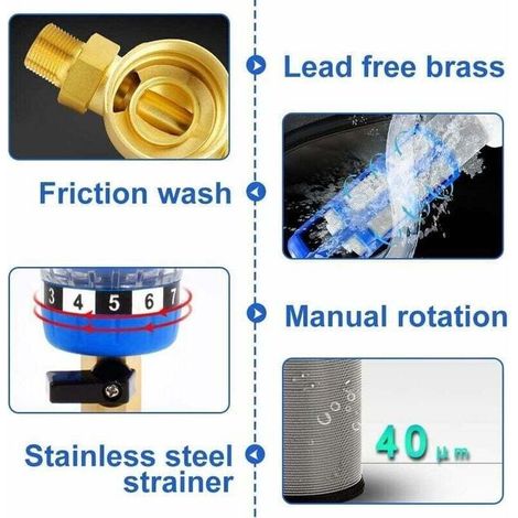 40-Mikron-Spin-Down-Sedimentwasserfilter, Vorfilter für Sedimentwasserfilter mit Außengewinde für Brunnenwasserrohre (3/4"-Außengewinde) (1/5)