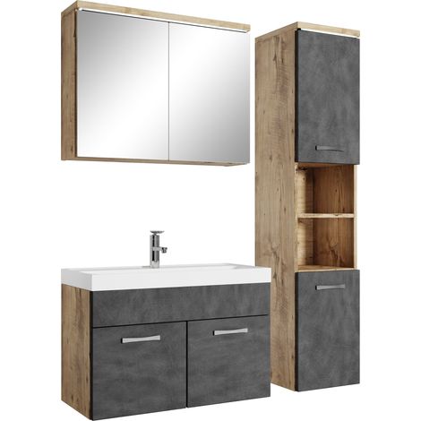 Conjunto de muebles de baño Paso 80 x 40 cm - Roble Castaño con