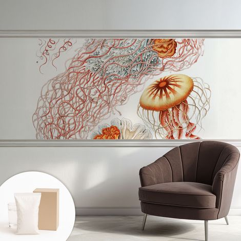 Tapete Vliestapete mit Kleber - trendige Wanddeko - elegant Fototapete für Wohnzimmer - Schlafzimmer Fantasievolle Quallen 250x104 cm (1/5)