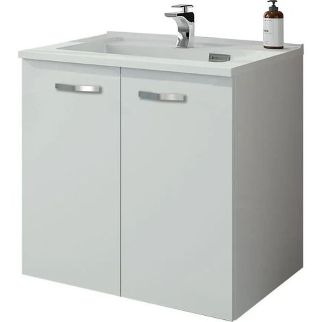 Meuble Sous-Vasque NEOVA Milano 2 Portes 80cm Blanc Brillant - A2355731 (1/3)