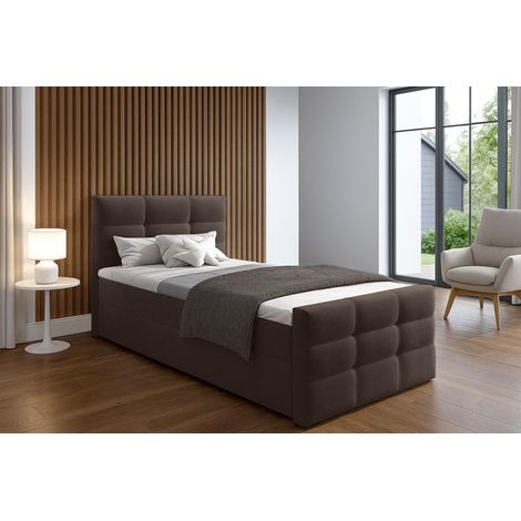 AX LIVING Bett mit Bettkasten 100x200 cm Argentaro Boxspringbett braun