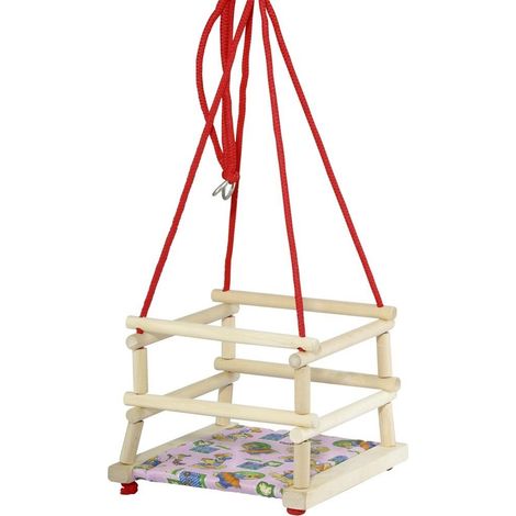 Columpio de madera con coj铆n