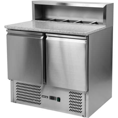 Comptoir réfrigéré à 2 portes, élément haut et plan de travail en granit, plage de température -2 à +8 °C, 170 W, 240 L (1/5)