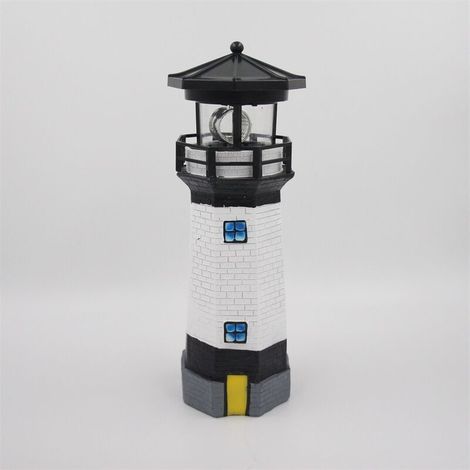 Phare solaire extrieur jardin dcoratif paysage cour pelouse lampe rsine led solaire tour phare(noir) (1/5)