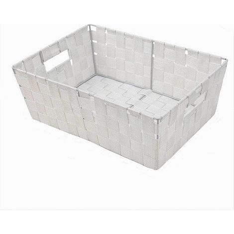 Trade Shop - CLEAN OBJECT PORTA IN TESSUTTE INTRECCIATO 38X26X13 CM MIT WHITE MANIGLIE 79031 -