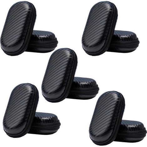 Sacoche ovale pour écouteurs, boîte de rangement pour écouteurs, boîte d'emballage pour câbles de données, sac de rangement pour écouteurs Bluetooth, motif tapis de paille (1/4)