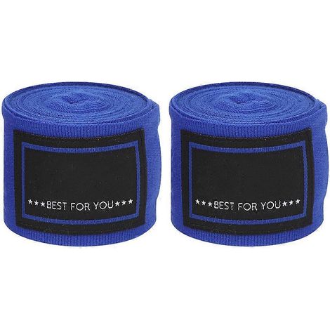 Paire de ceintures de fixation élastiques bleues pour boxe, protège-mains tout coton, équipement de protection sportive pour Sanda et Muay Thai. (1/5)