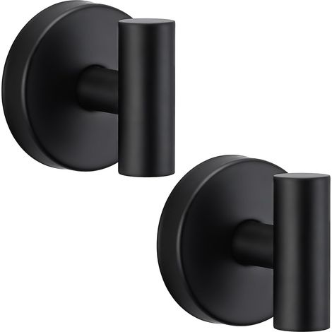 Ganchos con ventosa para colgar toallas sin necesidad de taladrar aptos para su instalación en el baño y la cocina (juego de 2, negros). (1/5)