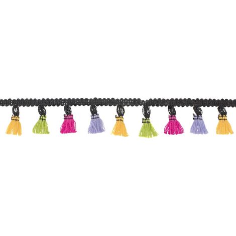 Glorex Quasten Girlande bunt 1 m schwarzes Band Textiles Gestalten (1/3)