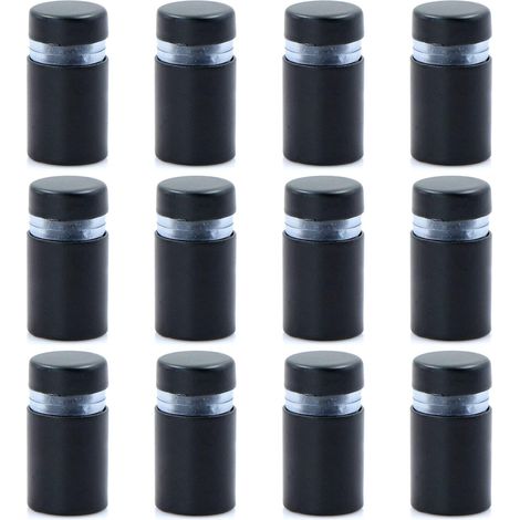 12 Stück Werbeschrauben Werbeschrauben Glasabstandshalter - Abstandsschrauben, Schilderabstandshalter, Schilderabstandshalter Abstandsschrauben für Glas, Edelstahl (Mattschwarz 12x20mm) (1/5)