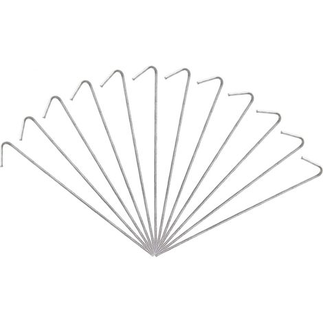 Lot de 12 Piquets de tente, Acier, Aluminium, 18 cm, Crochets antidérapants, Sols durs, Camping (1/5)