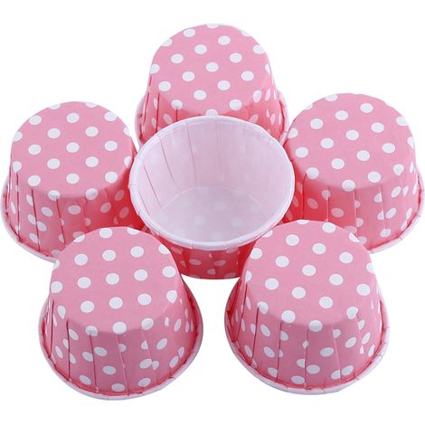 100 caissettes en papier pour cupcakes, moules à muffins jetables, doublures de pâtisserie rose, lot de 100 pour fête et mariage (1/3)