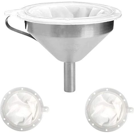 Entonnoir de cuisine en acier inoxydable de 5 pouces avec filtre à mailles 200 et filtre à mailles 400 pour transférer des liquides, des huiles, des jus, du café, du vin et faire des confitures (1/4)