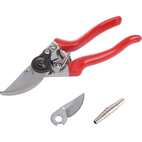 Sécateur à lames croisées de 215 mm avec lame et ressort de rechange, lame en acier SK-5, capacité de coupe de 15 mm, sécateur manuel pour branches. (1/4)