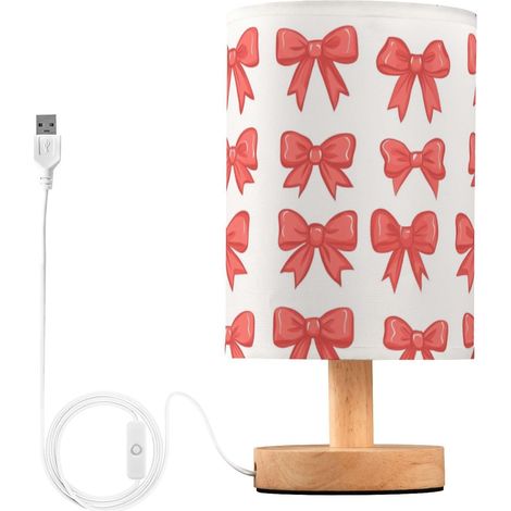 Kcldeci Lampe de chevet à motifs nœud rouge pour chambre coucher (1/5)
