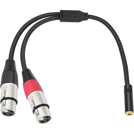 Adaptateur double XLR vers mini-jack femelle 1/8 pouce avec prise jack symétrique (3,5 mm) femelle vers câble microphone pour tables de mixage d'enceintes. (1/5)