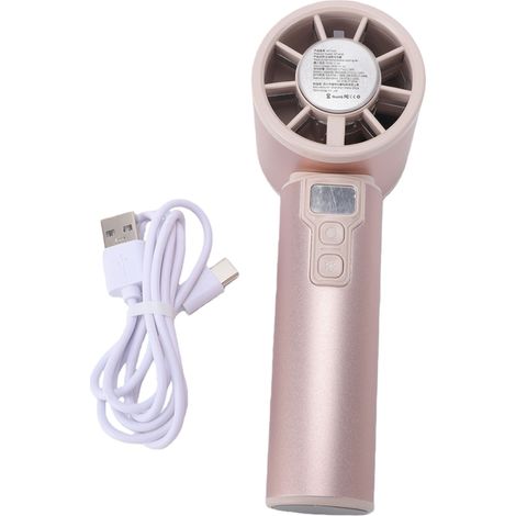 Ventilateur portable rechargeable à 100 vitesses, batterie 3000 mAh, idéal pour les activités de plein air, les voyages et le travail (couleur or). (1/5)