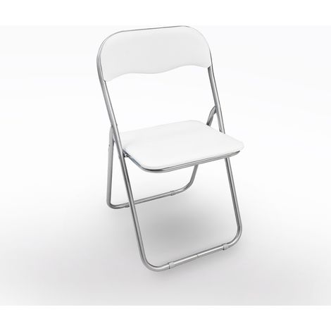 SEDIA PIEGHEVOLE IN METALLO E PVC BIANCO