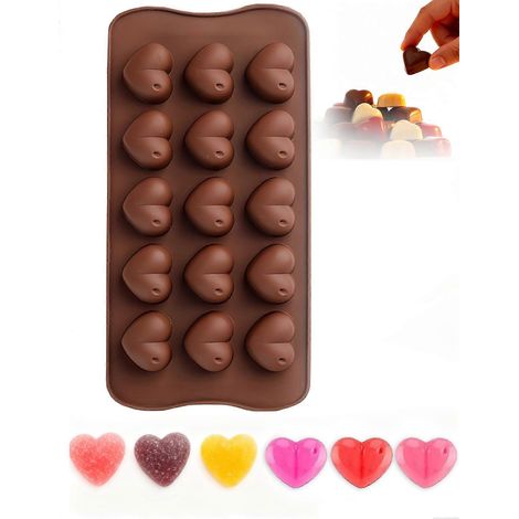 Moules à chocolat en silicone, 48 mini rainures en forme de cœur, antiadhésifs, adaptés à la cuisson de bonbons et de desserts de la Saint-Valentin. (1/5)