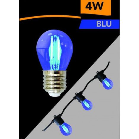 Trade Shop - Lampadina Led G45 Attacco E27 4 W A Globo A Filamento Luce Colorata Blu G45a-tb - (1/5)