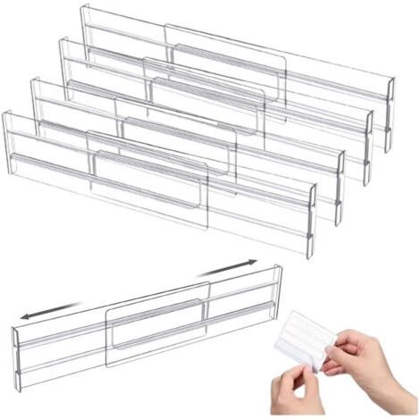 4 PCS Separateur Tiroirs Reglable,Extensibles de 27.5 à 52 cm, Organisateur de Tiroir Réglables pour Ustensiles,Cuisine,Vanité, Salle de Bain, Maquillage (1/5)