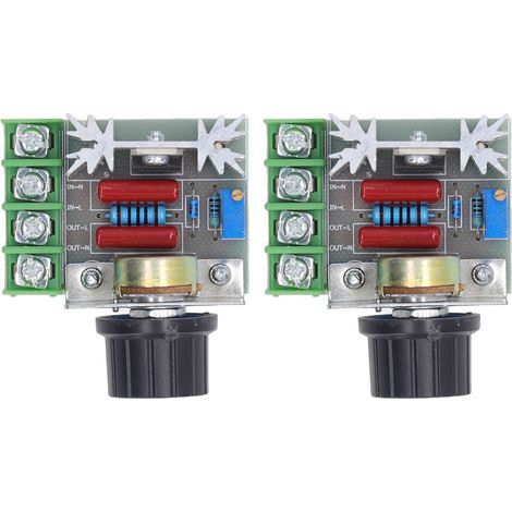 Régulateur de tension SCR 2000W 220V AC, 2 pièces, Module de contrôle de vitesse de moteur réglable, bouton potentiomètre (1/5)