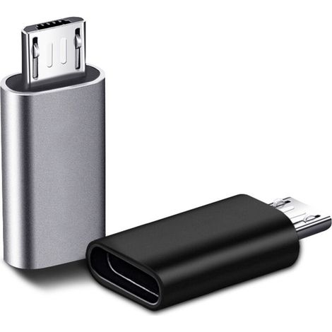 adattatori USB C, da Micro USB a USB C, da USB C a Micro USB, da connettore femmina Type C a connettore maschio Micro USB per PC, Galaxy, Mate, ecc. (Nero, uno argento)