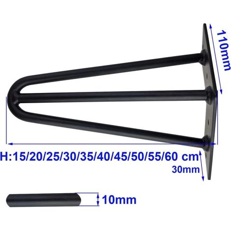 [Actualización] Juego de 4 patas de mesa tipo barra, patas de metal de 20 cm, tres barras de hierro, más resistentes, con tornillos y protectores de suelo. (1/3)