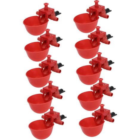Automatic Waterer for Pigeons and Parrots, Red ABS Water Container, Adjustable Capacity, Pack of 10, for Breeders and Poultry Care (1/5)