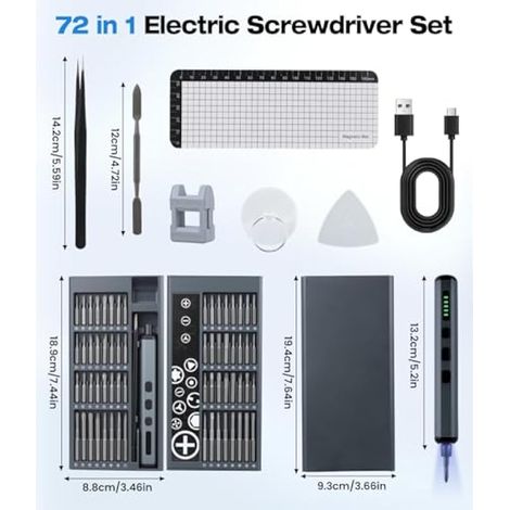 72 en 1 Kit Tournevis de Précision Mini Tournevis Electrique Sans Fil (1/4)