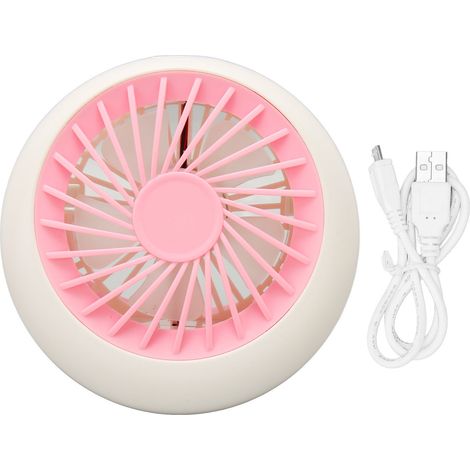 Ventilateur de bureau USB multifonction à 3 vitesses, silencieux et puissant, petit format, rose, idéal pour la chambre, le bureau, les voyages et la maison. (1/3)